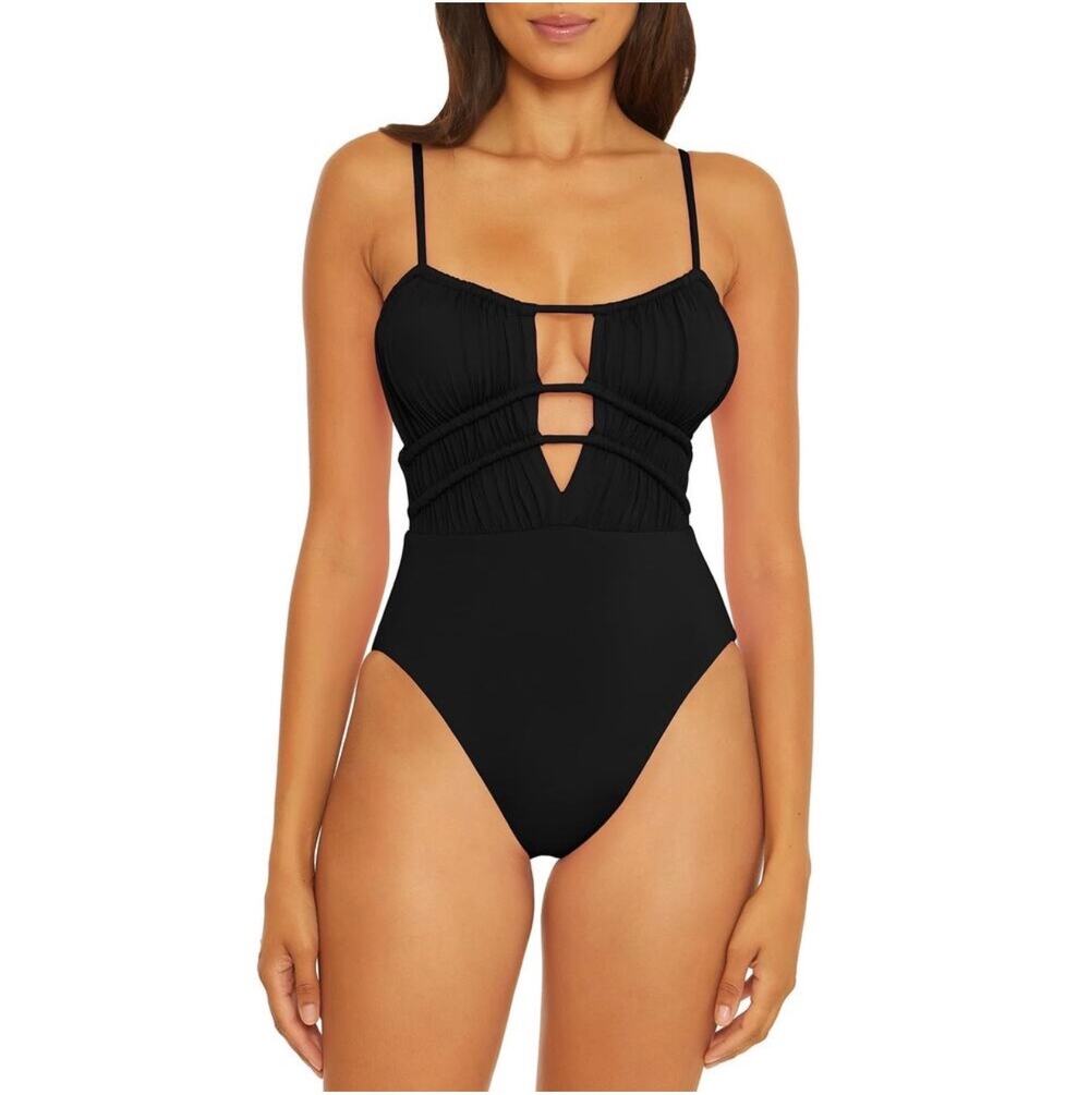 NWT Becca Sarai black  one piece swimsuit sz L